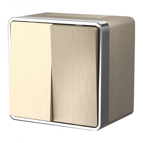 W5020210/ Выключатель двухклавишный влагозащищенный Gallant (шампань рифленый)