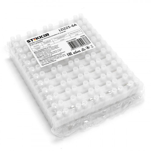 Колодка клеммная винтовая Stekker, линейка 12 штук, полиамид, LD225-6A 32382