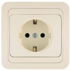 Розетка Makel 1-м СП Mimoza с заземл. крем. /крем. 25028 бакелит
