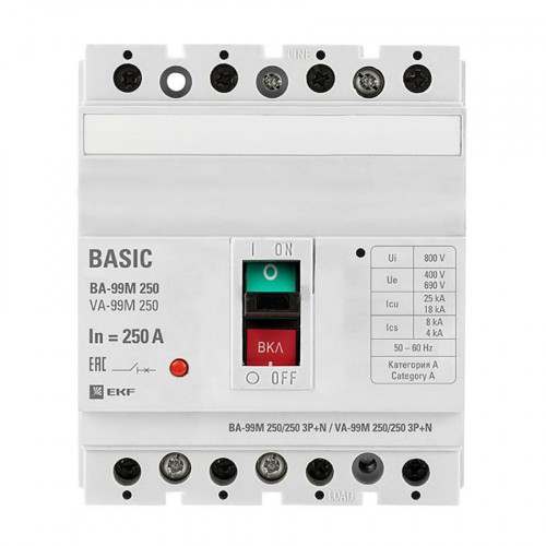 Выключатель автоматический ВА-99М 250/250А 3P+N 35кА EKF PROxima mccb99-250-250m-4P