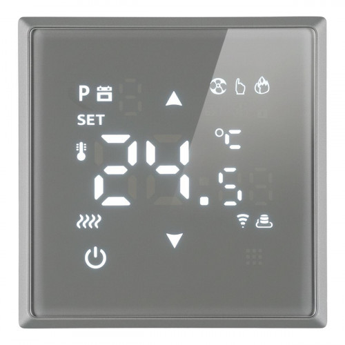 Терморегулятор Wi-Fi (механизм), Stekker, 250В, 3500Вт Эмили, RSW00-5119-10, платиново-серый, soft touch 50378