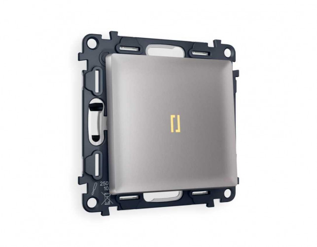 Комплект механизма 1-кл проходного выключателя AMBRELLA VOLT с подсветкой 3200K ALFA Сталь матовый QUANT (AP5020, VM105, G22Y) MA502030