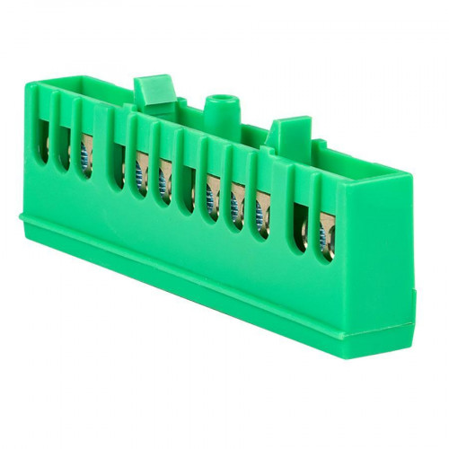 Шина "0" PE (6х9мм) 12 отверстий латунь зеленый изолированный корпус на DIN-рейку EKF PROxima sn0-63-12-ig