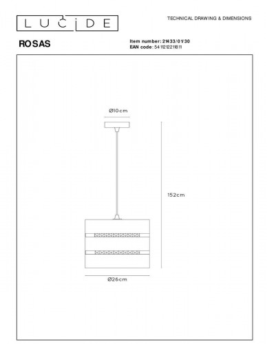 Подвесной светильник Lucide Rosas 21433/01/30