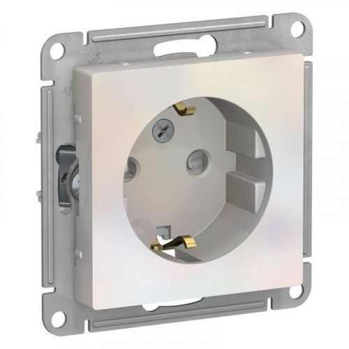 Розетка 2К+З Systeme Electric AtlasDesign 16A 250V со шторками жемчужная ATN000445