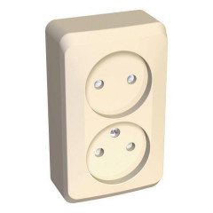 Розетка двойная 2К Systeme Electric Этюд 16A 250V со шторками кремовая PA16-006K
