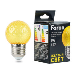 Лампа светодиодная Feron E27 1W желтая LB-385 52161