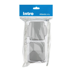 Блок розетка-выключатель двухклавишный ЭРА Intro Atlantic IP54 16/10A 250V с крышкой 5-702-03 Б0050948