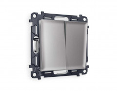 Комплект механизма 2-кл выключателя AMBRELLA VOLT ALFA Сталь матовый QUANT (AP5030, VM115) MA503010