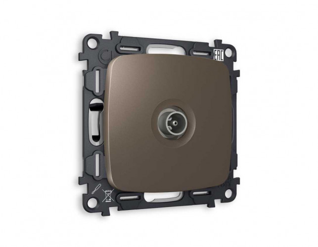 Комплект механизма TV розетки проходной AMBRELLA VOLT OMEGA Темная бронза матовый 5-1000 MHz 4dB QUANT (OP6430, VM211) MO643030