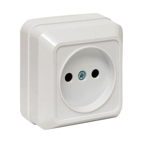 Рим Розетка 1-местная 10А без заземления белая EKF ENR10-022-10