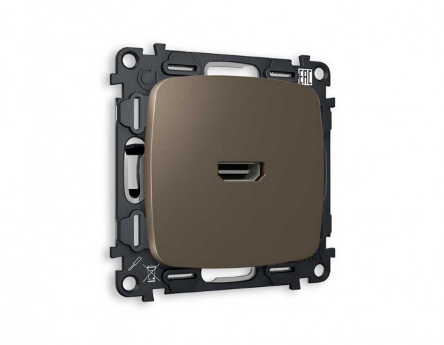 Комплект механизма розетки HDMI 2.0 AMBRELLA VOLT OMEGA Темная бронза матовый 40V/500mA 2.0GHz 5-18Gbit/s QUANT (OP6440, VM222) MO644010