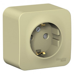 Розетка 2К+З Systeme Electric Blanca 16A 250V со шторками бежевая BLNRA011117