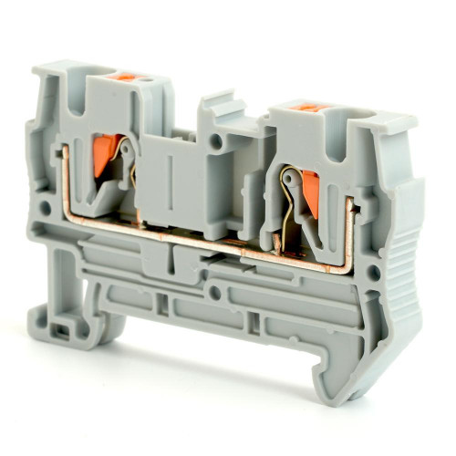 Зажим пружинный, 2-проводной проходной ЗНИ - 4, JXB PT 4, серый LD572-1-40 49242