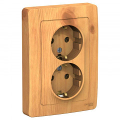 Розетка двойная 2К+З Systeme Electric Blanca 16A 250V ясень BLNRS001025