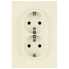 Розетка ЭРА Arktik 16-2105-02 двойная с заземлением 2X2P+E Schuko со шторками 16А-250В слоновая кость Б0070455