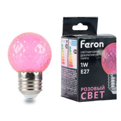 Лампа светодиодная Feron E27 1W розовая LB-385 52177