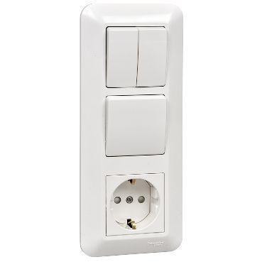 Блок розетка-выключатель Systeme Electric Прима белый BK2VR-008A-BI