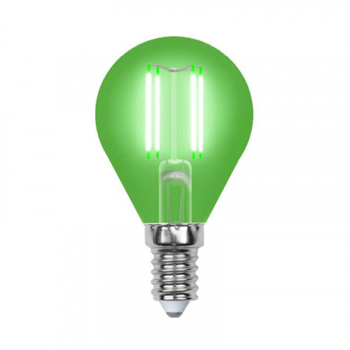 Лампа светодиодная филаментная Uniel E14 5W зеленая LED-G45-5W/GREEN/E14 GLA02GR UL-00002987