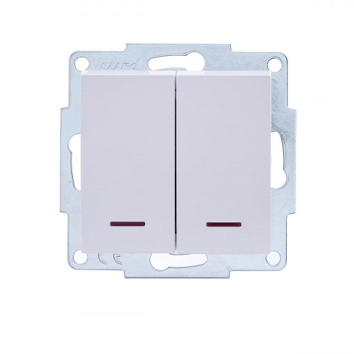 Выключатель двойной с подсветкой Lezard Vesna белый 742-0288-112