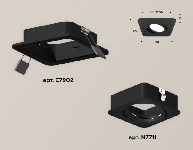 Комплект встраиваемого светильника Ambrella light Techno Spot XC (C7902, N7711) XC7902010