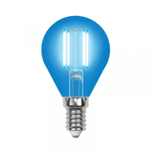 Лампа светодиодная филаментная Uniel E14 5W синяя LED-G45-5W/BLUE/E14 GLA02BL UL-00002989