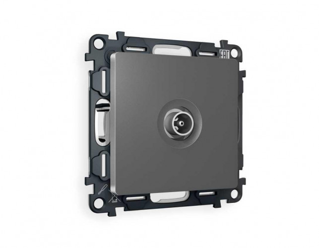 Комплект механизма TV розетки проходной AMBRELLA VOLT ALFA Антрацит серый 5-1000 MHz 4dB QUANT (AP6630, VM211) MA663030