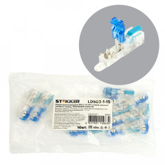 Зажим прокалывающий ответвительный 1-1,5 мм c ответвительной клеммой LD219 на 1 выход, прозрачный/синий (упаковка 10 шт) LD503-1-15 49771