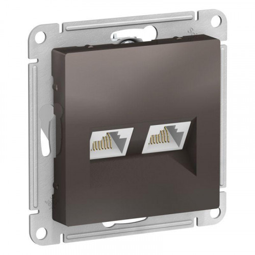 Розетка компьютерная двойная RJ45 Systeme Electric AtlasDesign 5e кат UTP мокко ATN000685