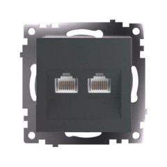 Розетка компьютерная 2-местная RJ-45 (механизм) Stekker GLS00-7109-06 Катрин, графит 50008