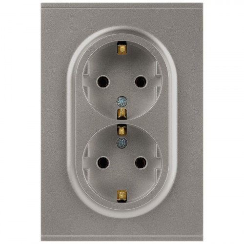 Розетка ЭРА Arktik 16-2104-07 двойная с заземлением 2X2P+E Schuko 16А-250В титан Б0070450