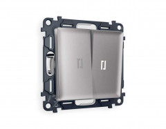 Комплект механизма 2-кл проходного выключателя AMBRELLA VOLT с подсветкой 5600K ALFA Сталь матовый QUANT (AP5040, VM120, G25W) MA504035