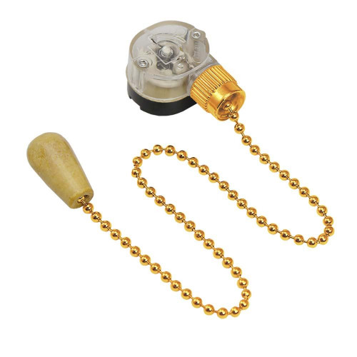 Выключатель для настенного светильника REXANT c деревянным наконечником, золотой, 1 шт. 06-0245-A