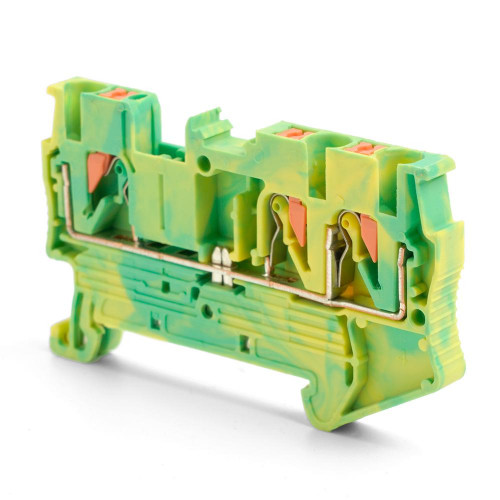 Зажим пружинный, 3-проводной проходной ЗНИ - 2,5, JXB PT 2.5 TW, желтый, зеленый LD573-1-25 49259