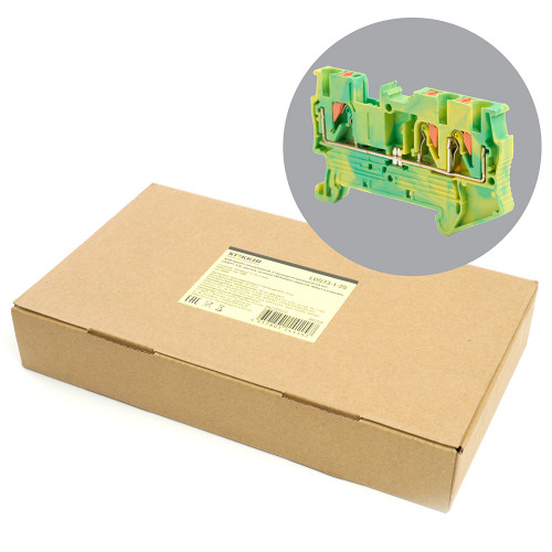 Зажим пружинный, 3-проводной проходной ЗНИ - 2,5, JXB PT 2.5 TW, желтый, зеленый LD573-1-25 49259