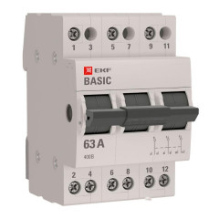 Трехпозиционный переключатель 3P 63А EKF Basic tps-3-63
