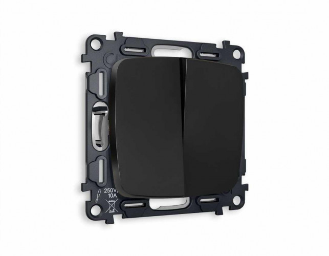 Комплект механизма 2-кл выключателя AMBRELLA VOLT OMEGA Черный матовый QUANT (OP8030, VM115) MO803010