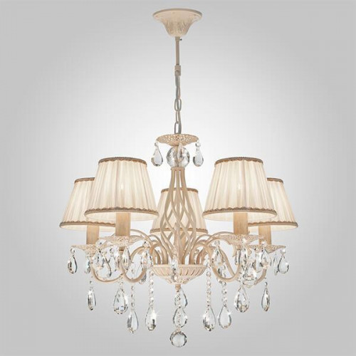 Подвесная люстра Eurosvet 10054/5 белый с золотом/прозрачный хрусталь Strotskis