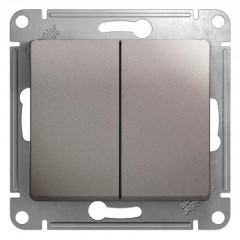 Переключатель двухклавишный проходной Systeme Electric Glossa 10A 250V платина GSL001265