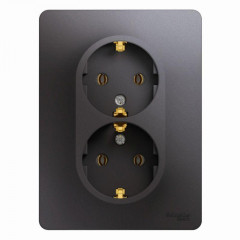 Розетка двойная 2К+З Systeme Electric Glossa 16A 250V графит GSL001324