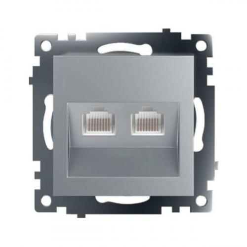 Розетка компьютерная 2-местная RJ-45 (механизм) Stekker GLS00-7109-03 Катрин, серебро 50005