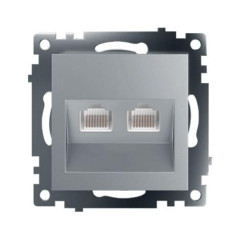 Розетка компьютерная 2-местная RJ-45 (механизм) Stekker GLS00-7109-03 Катрин, серебро 50005