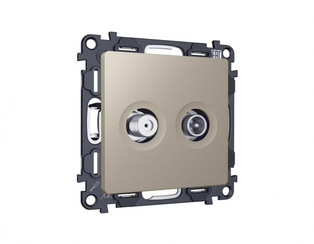Комплект механизма розетки TV оконечной + SAT 5-862MHz 3.5dB/950-2150MHz 3.5dB Ambrella Volt ALFA Серо-бежевый матовый QUANT (AP3733, VM217) MA373310