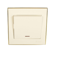 Выключатель с подсветкой Lezard Rain белый с бок. вставкой золото 703-0226-111