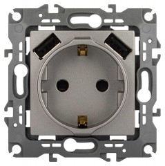 Розетка ЭРА Серия 12 12-4109-16 2P+E 16A-250В шторками с 2xUSB 5В-3А титан Б0065729