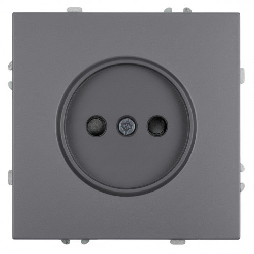 Розетка 1-местная с з/ш, б/з (механизм), СЗК, Stekker, 250В, 16А Эмили, RST16-5109-10ZK, платиново-серый, soft touch 50242