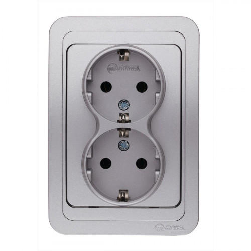 Розетка двойная с/з ( новый дизайн) Makel Mimoza 26682