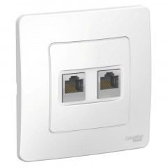 Розетка компьютерная двойная RJ45 Systeme Electric Blanca 5e кат UTP белая BLNIS045451