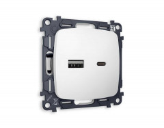 Комплект механизма розетки AMBRELLA VOLT OMEGA Белый матовый 2USB A+C 20W (быстрая зарядка) QUANT (OP1310, VM177) MO131010