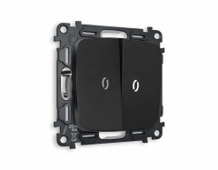 Комплект механизма 2-кл выключателя AMBRELLA VOLT с подсветкой 5600K OMEGA Черный матовый QUANT (OP8040, VM115, G14W) MO804015